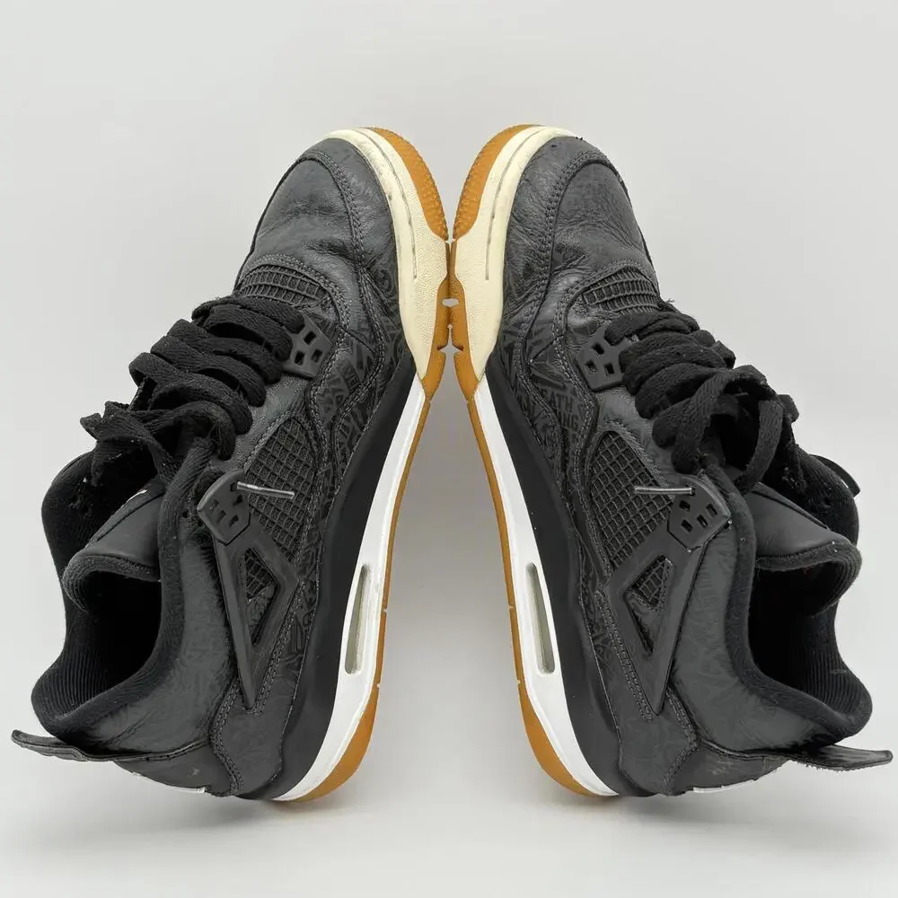 Nike Air Jordan 4 Retro GS 'Laser Black Gum' Youth Size 7 - Picture 8 of 13